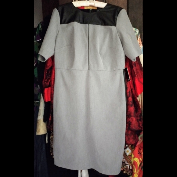 NWT Premier Bi-Stretch Faux Leather Mix Work Dress (16) - Picture 2 of 7